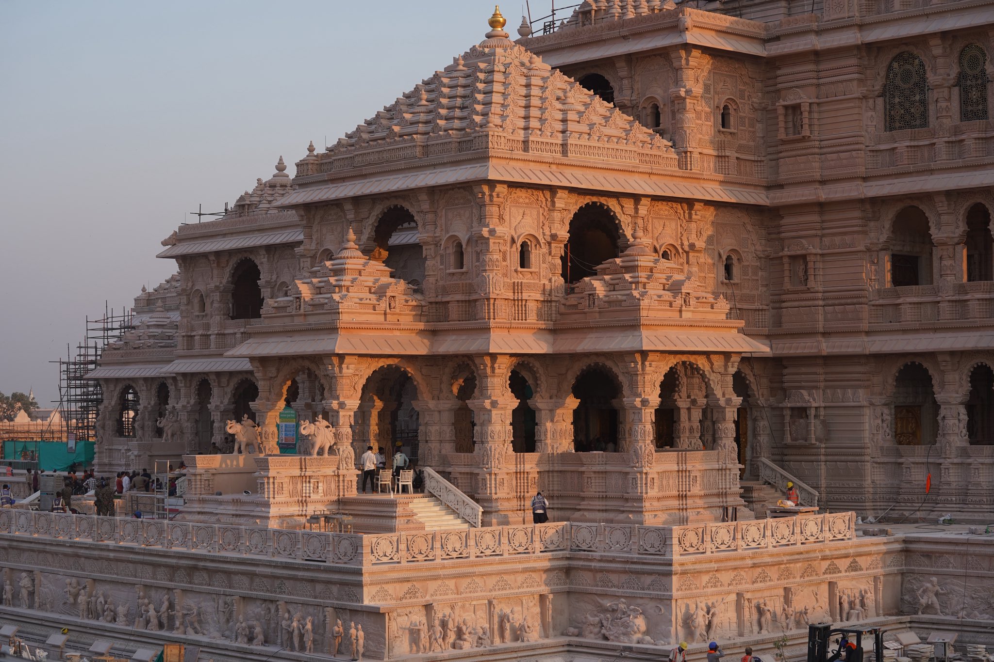 Ram Mandir exterior architecture at golden hour